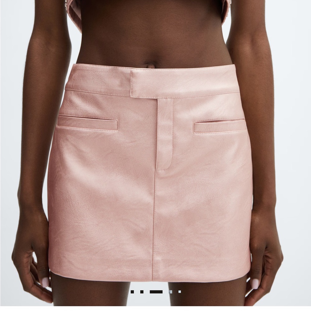 MANGO Metallic Pink Metallic Skirt